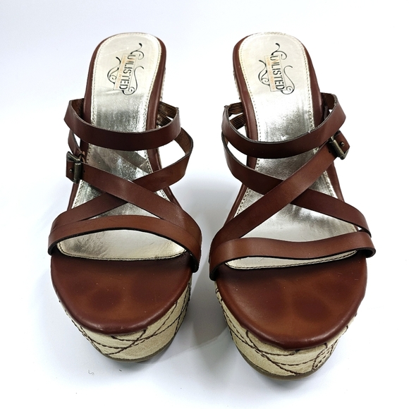 Unlisted Kenneth Cole Women's 10M Brown High Wedge Strappy Platform Sandals - Picture 12 of 12